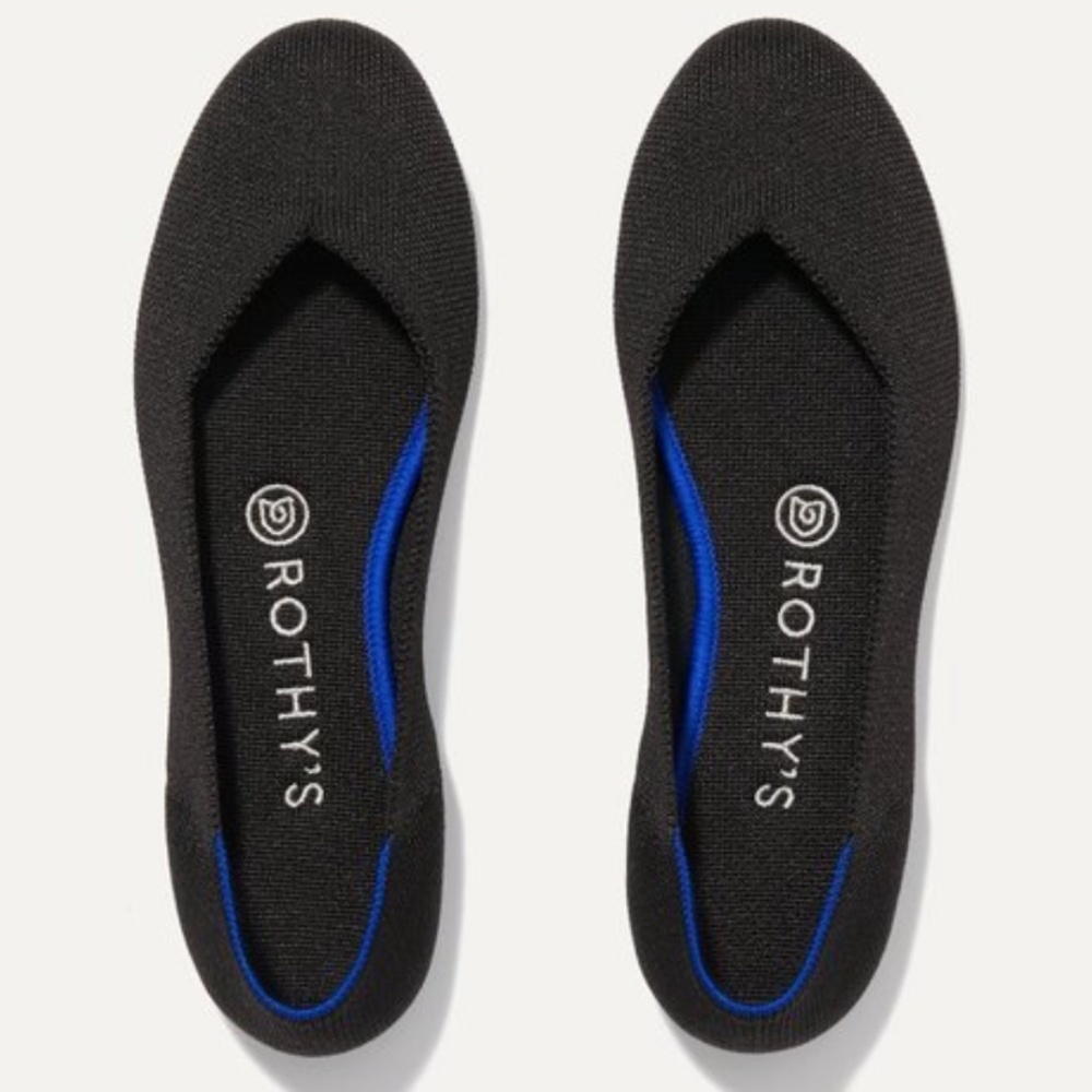 Rothy's Black Solid Ballet Flats Round Toe Size 5.5
